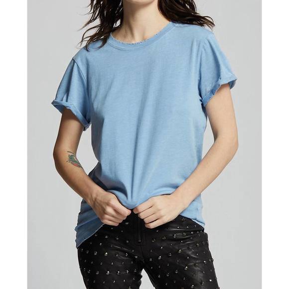 NEW RECYCLED KARMA distressed tee in washed denim blue - Picture 3 of 3